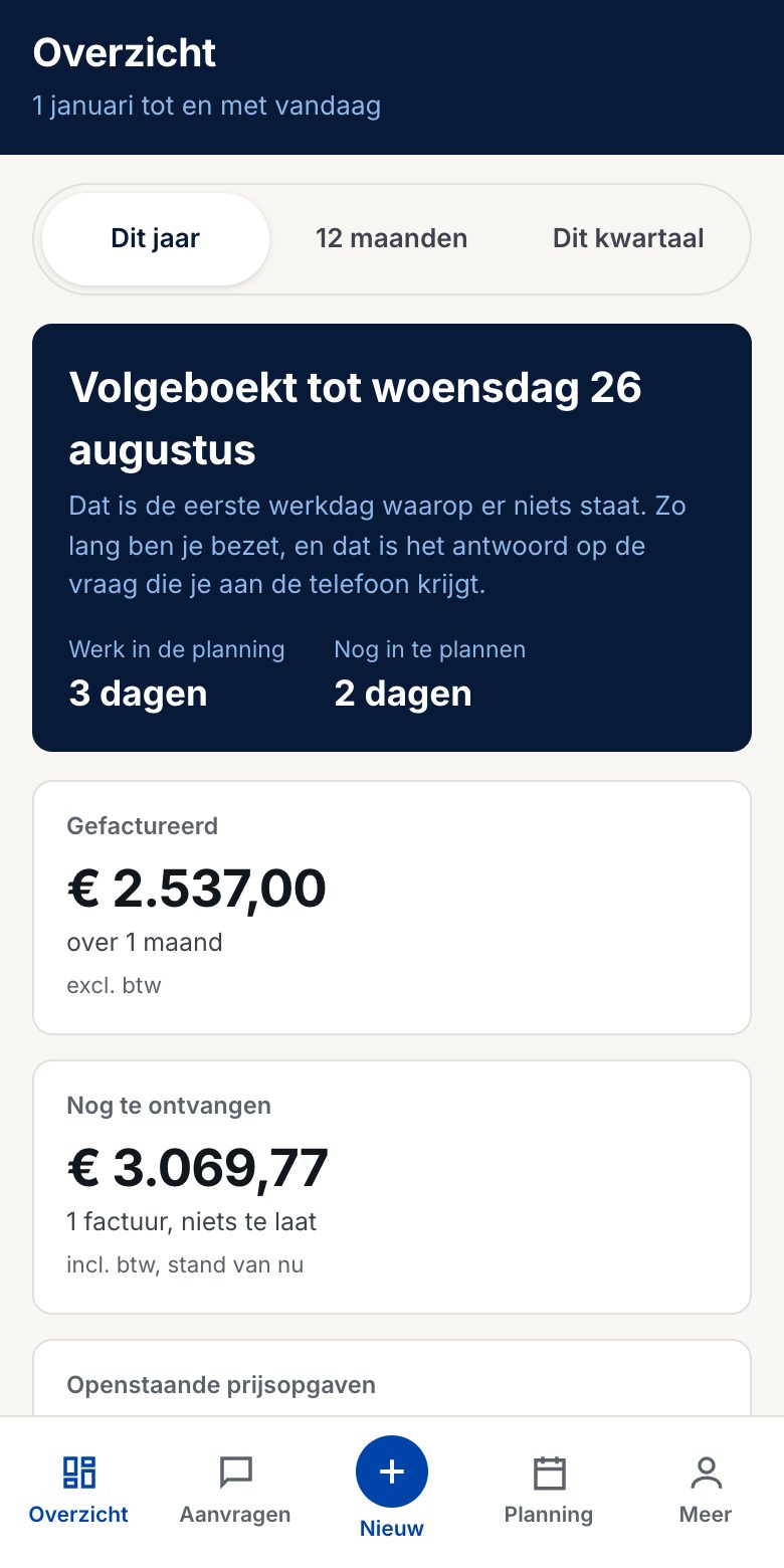 De Conbase-app op een telefoon